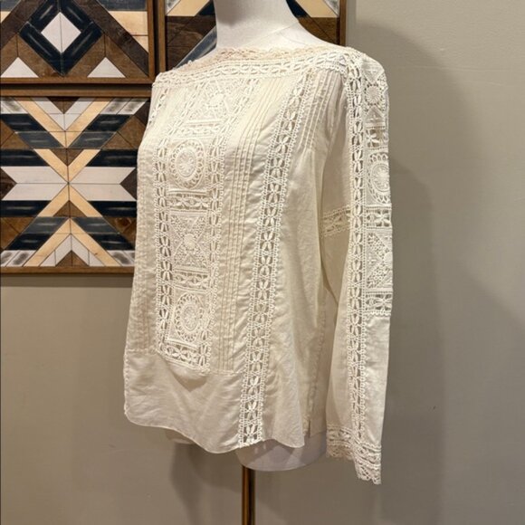 Vintage Ralph Lauren Ivory Bateau Neck Lace Top size 10 - Picture 3 of 13